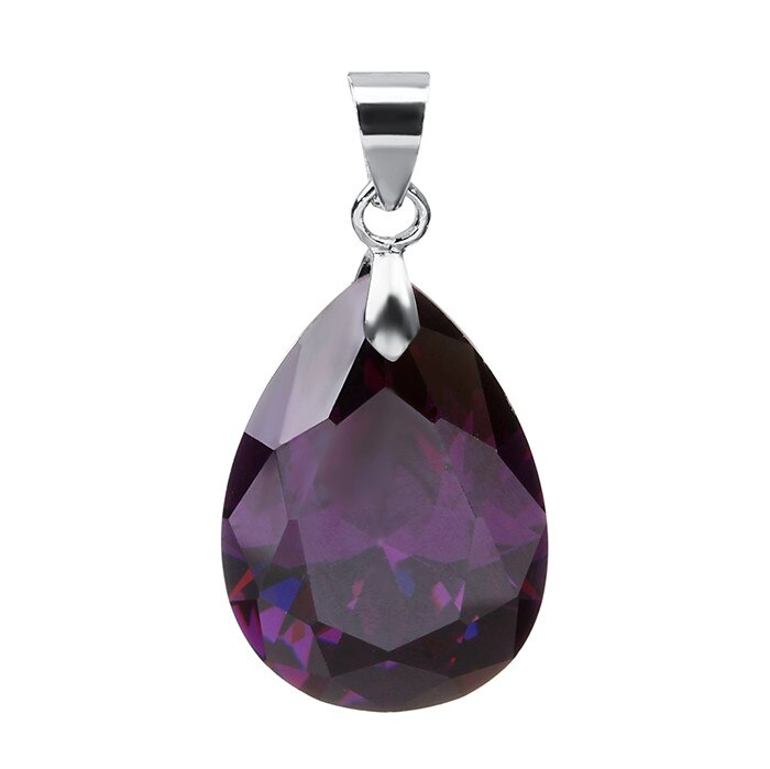 2 pz/lotto di Colore Argento AAA Cubic Zirconia Acqua Pendente di Goccia Viola Rosso CZ Per La Collana Degli Orecchini Del Pendente Per Le Donne di Nozze: purple