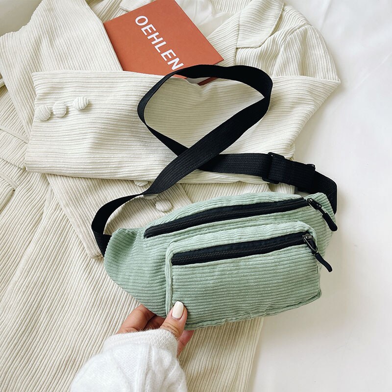 Canvas-bauchtasche, schultertasche aus leoparden-samt, umhängetasche, brusttasche, damen-bauchtasche, street-sport-bauchtasche, handytasche, gürteltasche: Grün