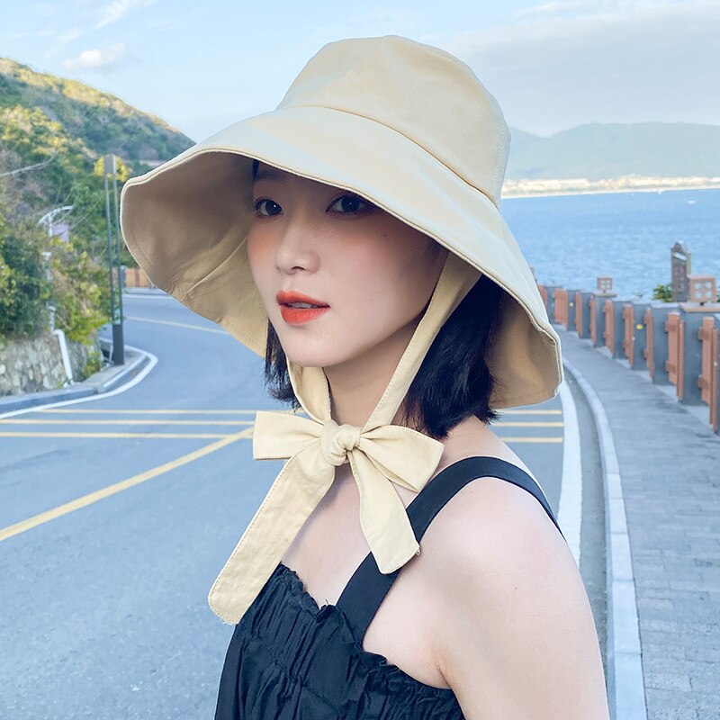 Sombrero de pescador con visera pequeña para mujer, gorro de pescador coreano de Color sólido a la , antiquemaduras solares, para exteriores