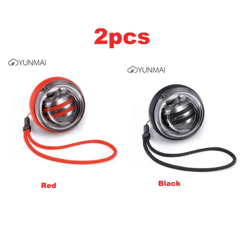 3 Colors Original Yunmai Wrist Ball Trainer LED Gyroball Essential Spinner Gyroscopic Forearm Exerciser Gyro Ball Decompression: Red Black