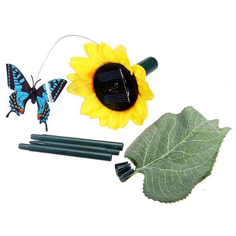 1x Tanzen Solar-/Batterie Sonnenblume mit schmetterling auf garten büscheln Garten Rasen Blumentopf Blumenbeet Dekoration Ornament Farbe