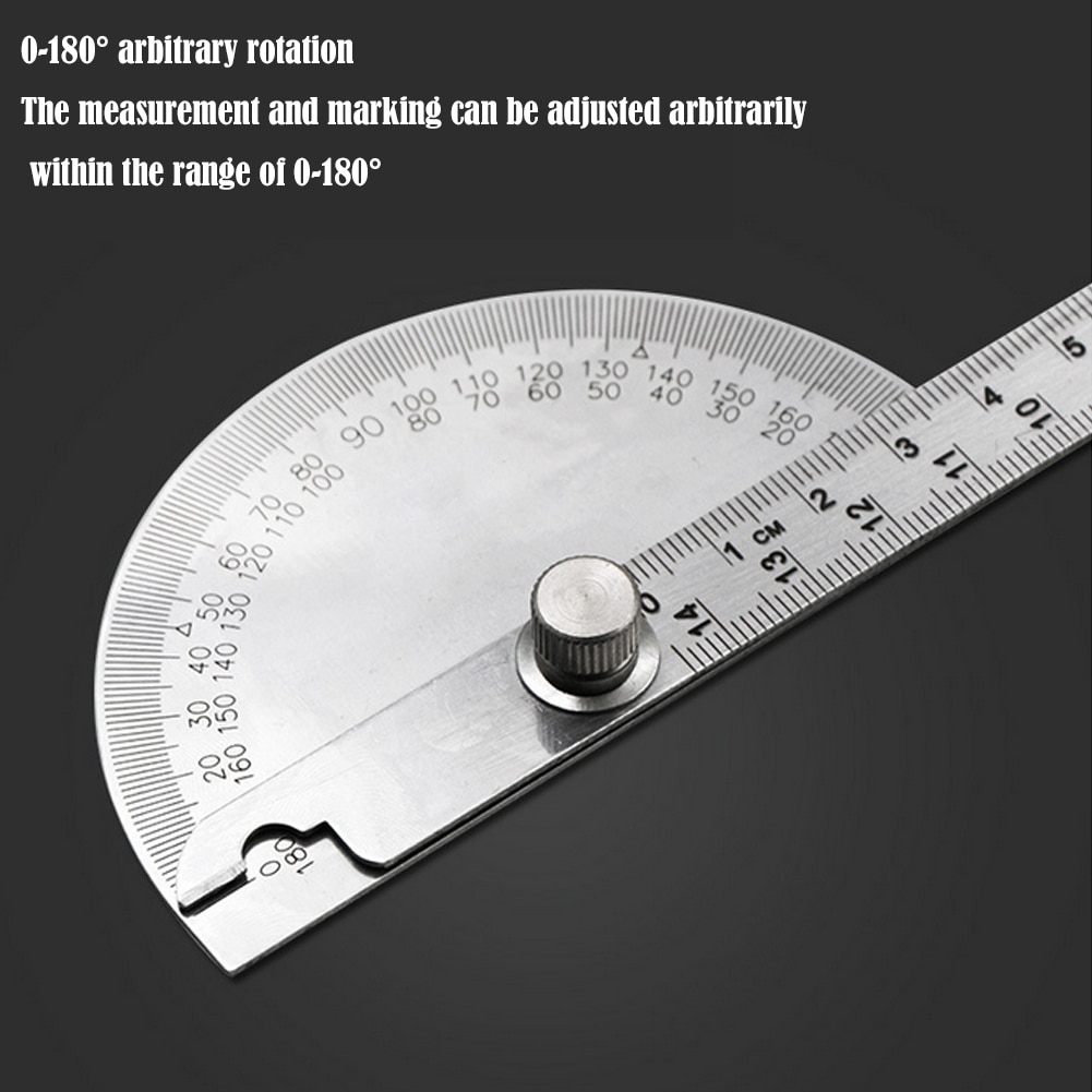 14.5cm 180 Degree Adjustable Protractor multifunction stainless steel roundhead angle ruler mathematics measuring tool Nice