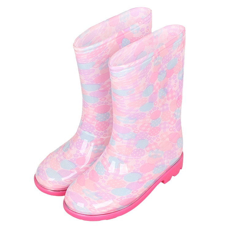 Childhood Cartoon Printing Rain Boots for Boys Cute Little Girl Pink Rainboots Children Rubber Shoes Platform D03242: Strawberry / CN23 Insole 23 cm