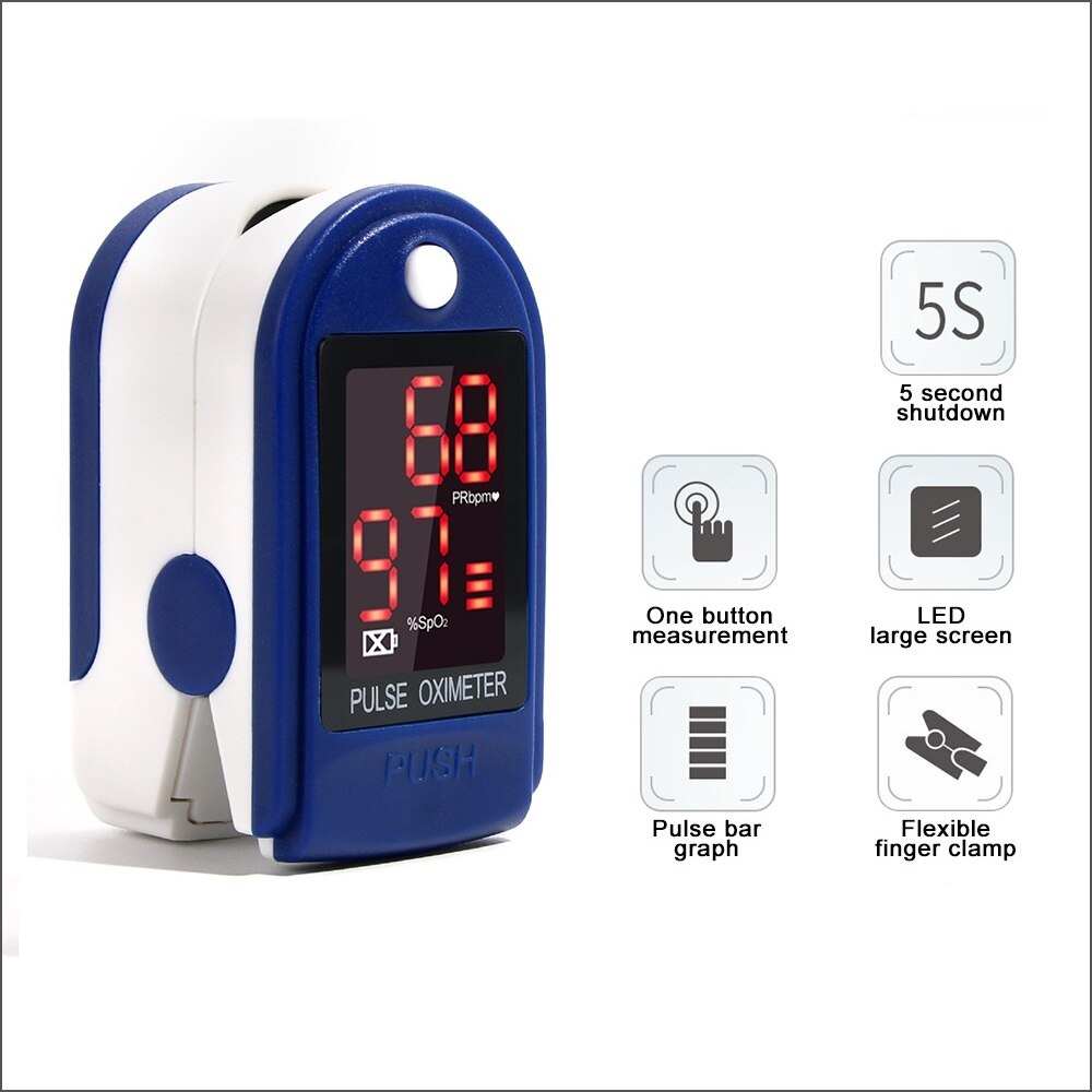 In Stocks Finger Pulse Oximeter Blood Oxygen Saturation meter Fingertip Pulsoximeter SPO2, PR, PI Monitor Oximetro dedo Oximeter