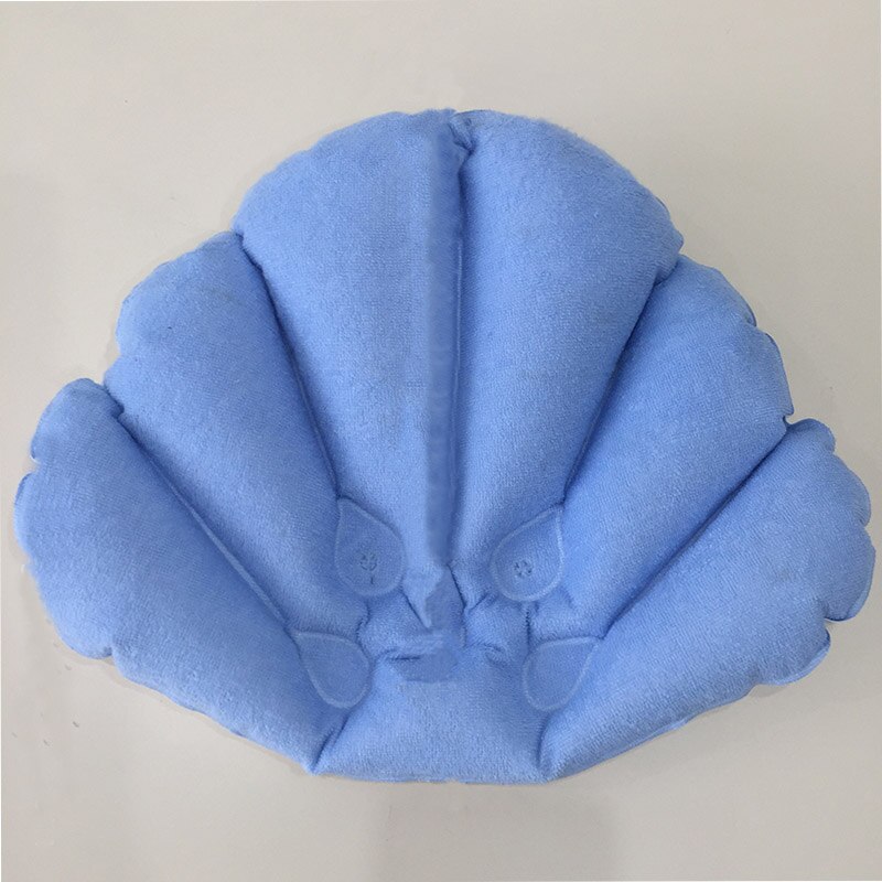 Home Bath Spa Neck PVC Inflatable Bath Pillows Suction Cups Shell Shaped Bathtub Pillow Random Color Bathroom Pillow Headrest