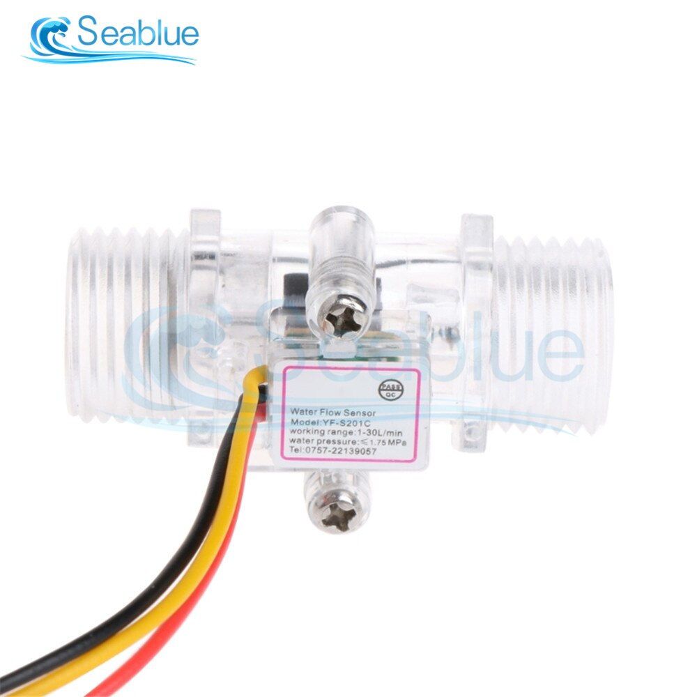 DC 5V 12V G1/2inch Transparent Water Flow Sensor Water Flow Meter Measurement Hall Flow Sensor Indicator Counter