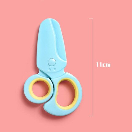 1 Pcs 110mm Pink Blue Mini Safety Round Head Plastic Scissors Student Kids Paper Cutting for Kindergarten School Silicone Handle: Sky Blue