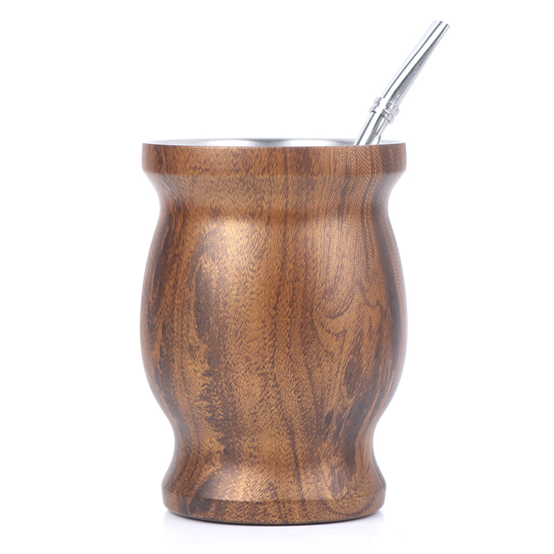 Yerba Mate Cup 304 Stainless Steel 8oz Argentine Yerba Mate Gourd With Bombillas: ZFHG1588-BR