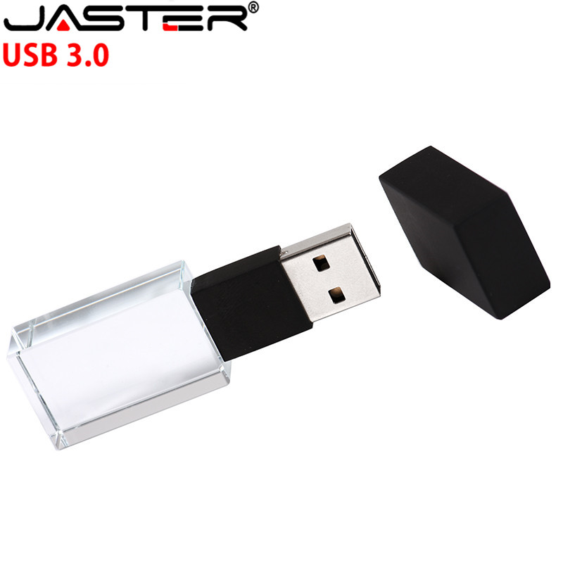 JASTER Crystal USB Flash Pen Drive Custom Logo Cle USB 3.0 4GB 16GB 32GB 64GB Wedding Pendrive (Over 10pcs Free Logo)