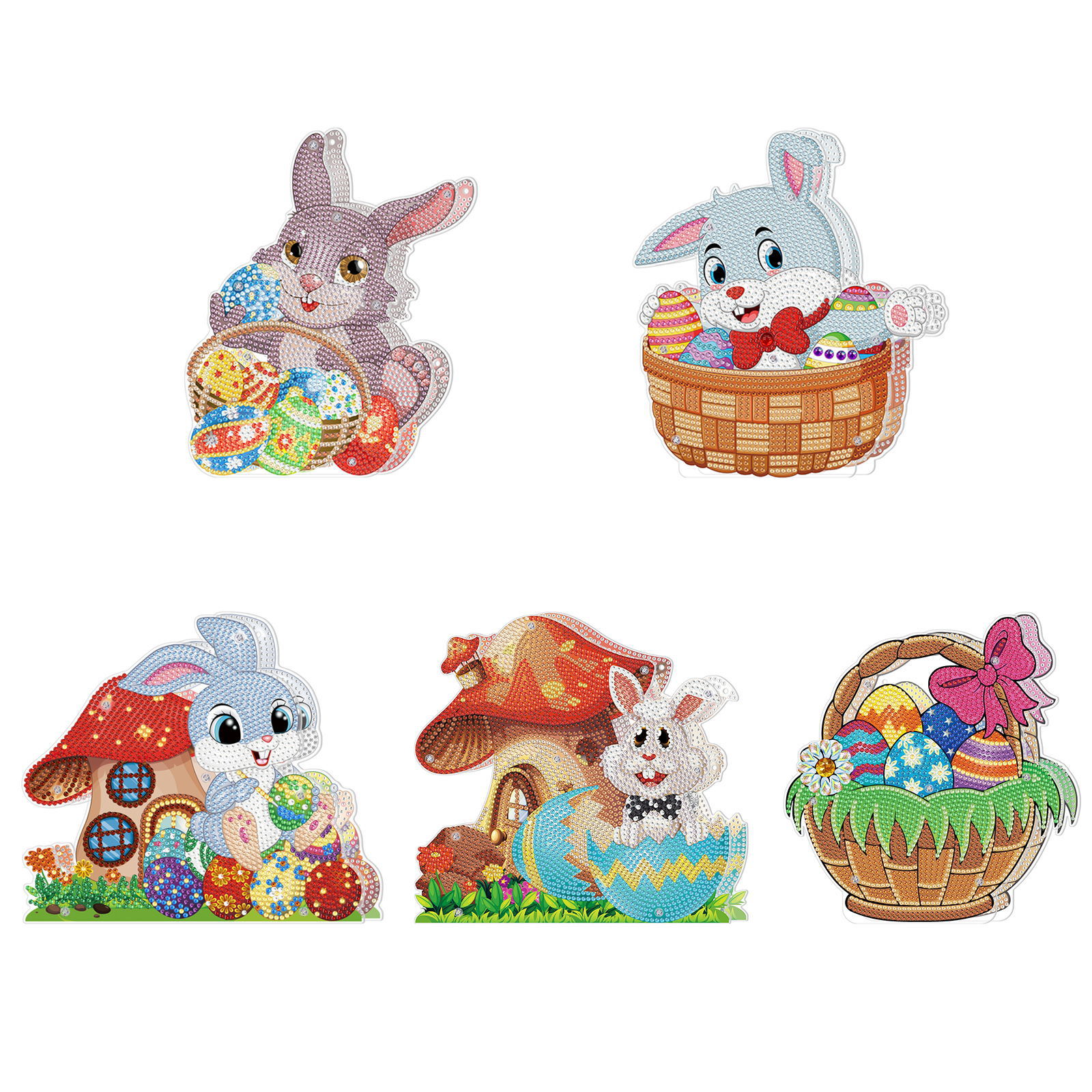 Peinture de diamants 5D à faire soi-même, décoration de pâques, œufs de lapin, veilleuse, artisanat, de , décor de bureau