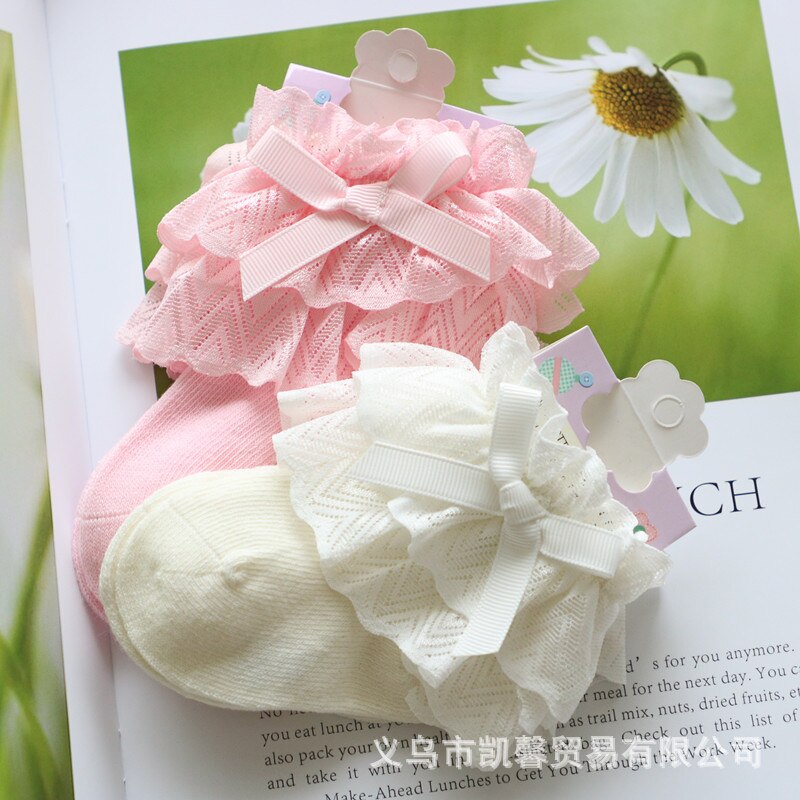 Frühling Sommer Gittergewebe Bowknote Baby Mädchen Socke Kleinkind Kleinkind Boden Socken freundlicher freundlicher Prinzessin Mädchen Socken