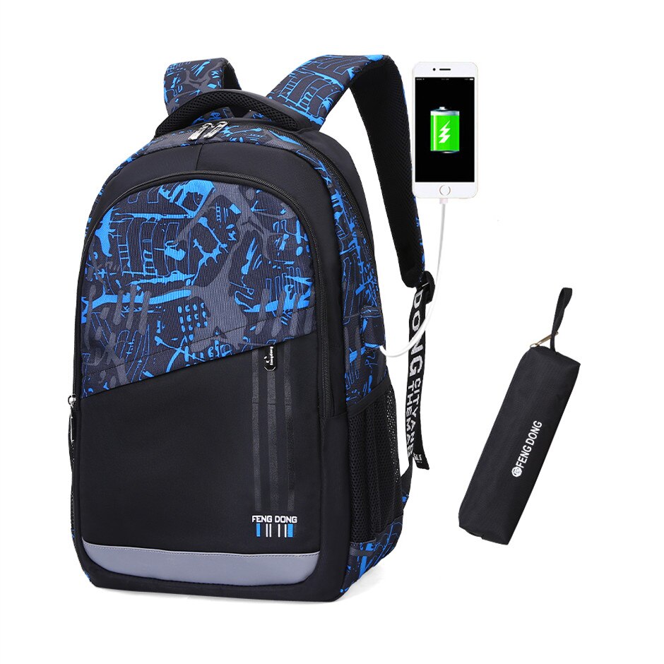 Okkid estudante grande mochila porta usb sacos de escola para adolescentes meninos bookbag bagpack masculino portátil mochila 15.6 presente: C6