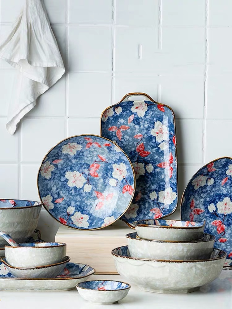 Japanse postorale keramische westerse borden visbord schotel rijst soep kom lepel set sushi servies
