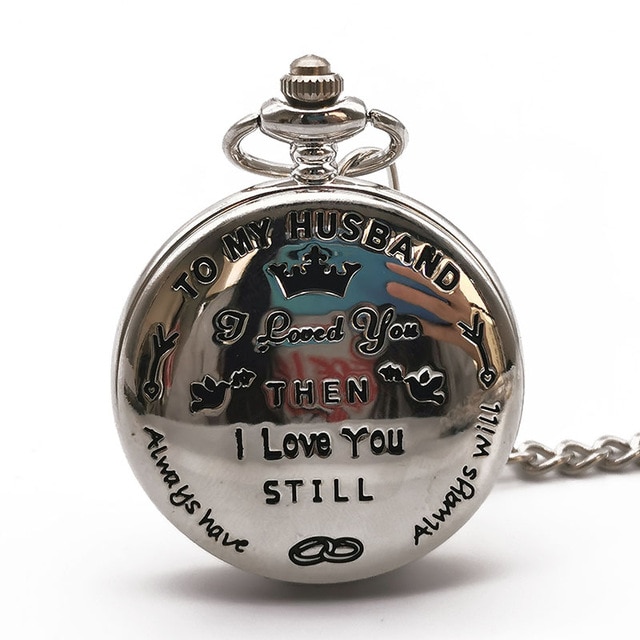 Best To My Husband Quartz Pocket Watches Vintage FOB Chain Pocket Watch Best for Lover Husband Fob watch with chain