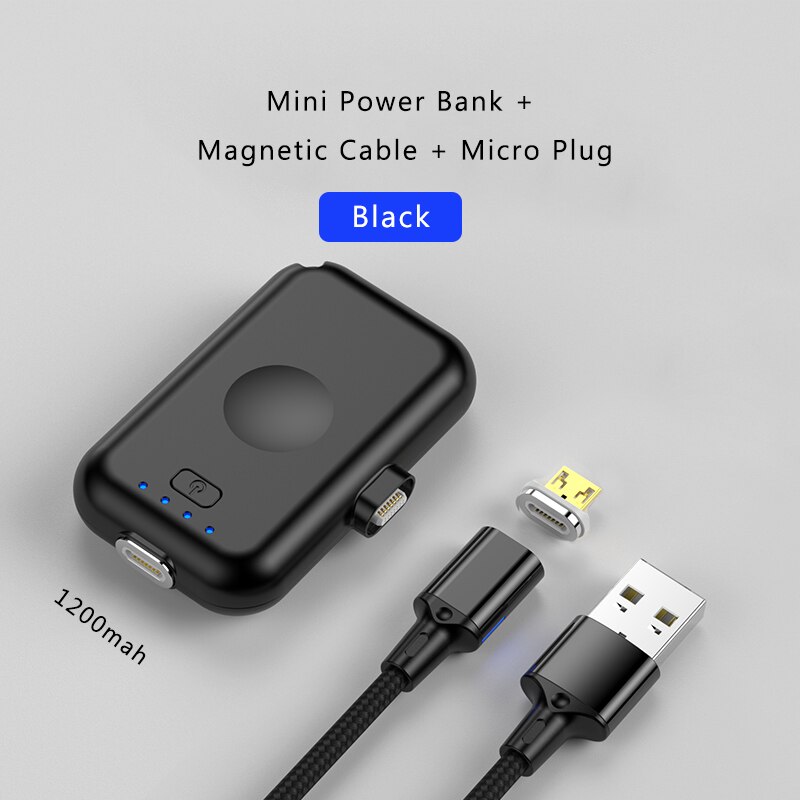 Magnetic Power Bank For iPhone Micro USB Type C 1200mAh Mini Magnet Charger Power Bank For iPhone iPad Xiaomi Huawei Phone: Micro USB