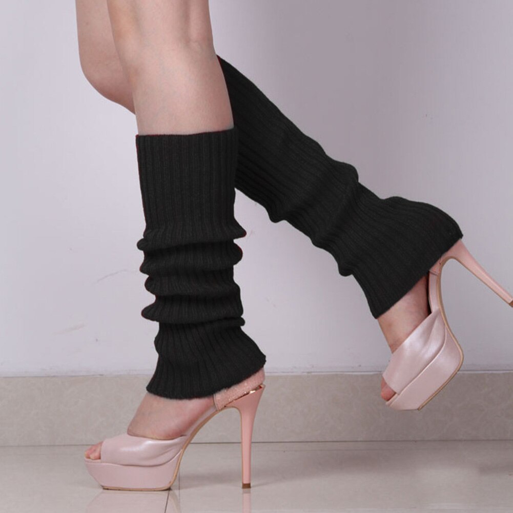 1 par de mallas tobilleras suaves para mujer, calentadores de piernas para mujer, puños de arranque para mujer, de punto acanalado, de color liso, protectores para fiestas al aire libre