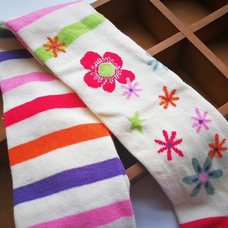 Herfst Baby Meisje Kinderen Bloem Panty Katoen Panty Voor Meisjes Kniehoge Sokken Kinderen Panty Panty Met Gestreepte