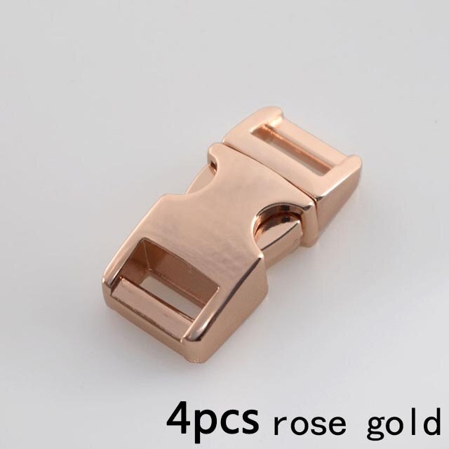 Meetee 2/4pcs 10-38mm Metal Side Release Curved Buckles for Paracord Bracelet Dog Collar Bags Belt Webbing Buckle Accessories: 4pcs 10mm rose gold
