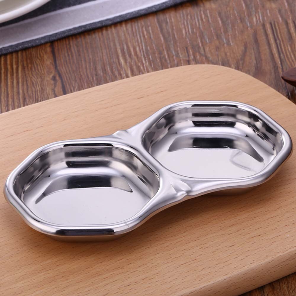 Acier inoxydable assaisonnement plat salade Sauce trempage plat plateau bol cuisine vaisselle vinaigre séparé Snack assiettes