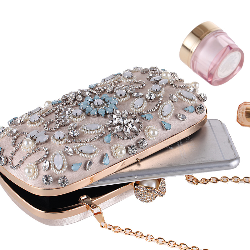 Luxe clutch dames kristal diamant avondtassen witte parel kralen schoudertas feesttas bruids bruiloft clutches handtassen