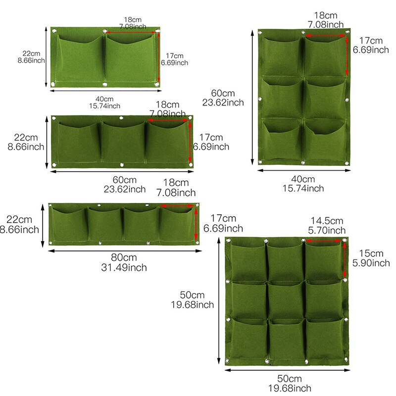 Tenture murale sacs de plantation 2/3/4/6/9 poches vert sac de culture jardinière verticale jardin potager vivant sac de jardin fournitures pour la maison