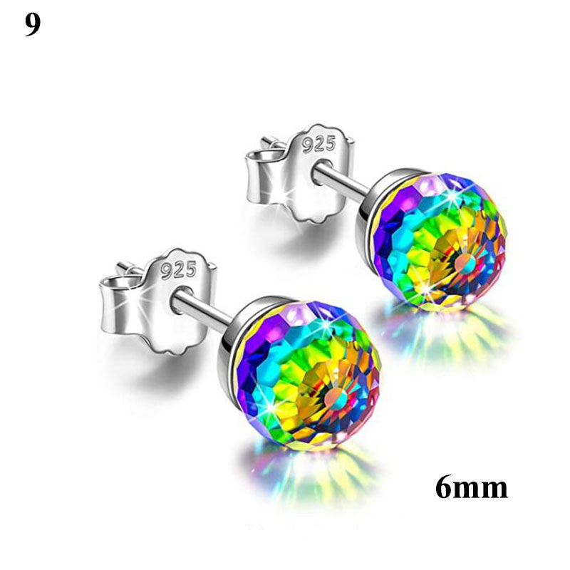 6/8mm kleurrijke oorbellen met strass-steentjes, veelkleurige bolvormige oorknopjes, kristallen oorbellen, kristallen oorbelaccessoires voor dames: 9