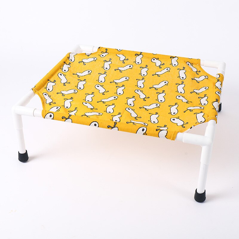 Wooden Elevated Summer Cat Bed House Pet House Pet Beds Wood Canvas dog Lounge Bed For Small Dogs Rabbit Puppy Durable Canvas: B