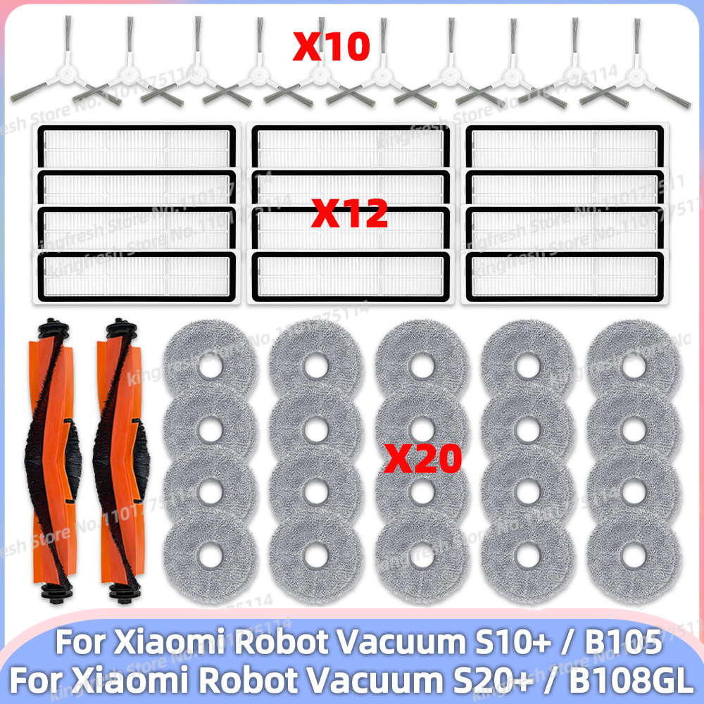 Passend Für Xiaomi Robot Vacuum S20+ Plus B108GL / S10+ Plus B105 Staubsauger Teile Hauptwalze Seitenbürste Hepa-Filter Mopptuch Zubehör