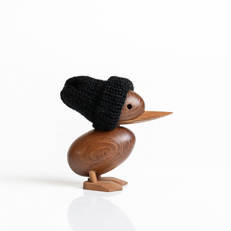 Duck/Duckling Wood for Crafts Animal Figures Wooden Decoration Home Accessorie Living Room Christmas Danish Nordic Desk Ornament: Duckling plus B hat