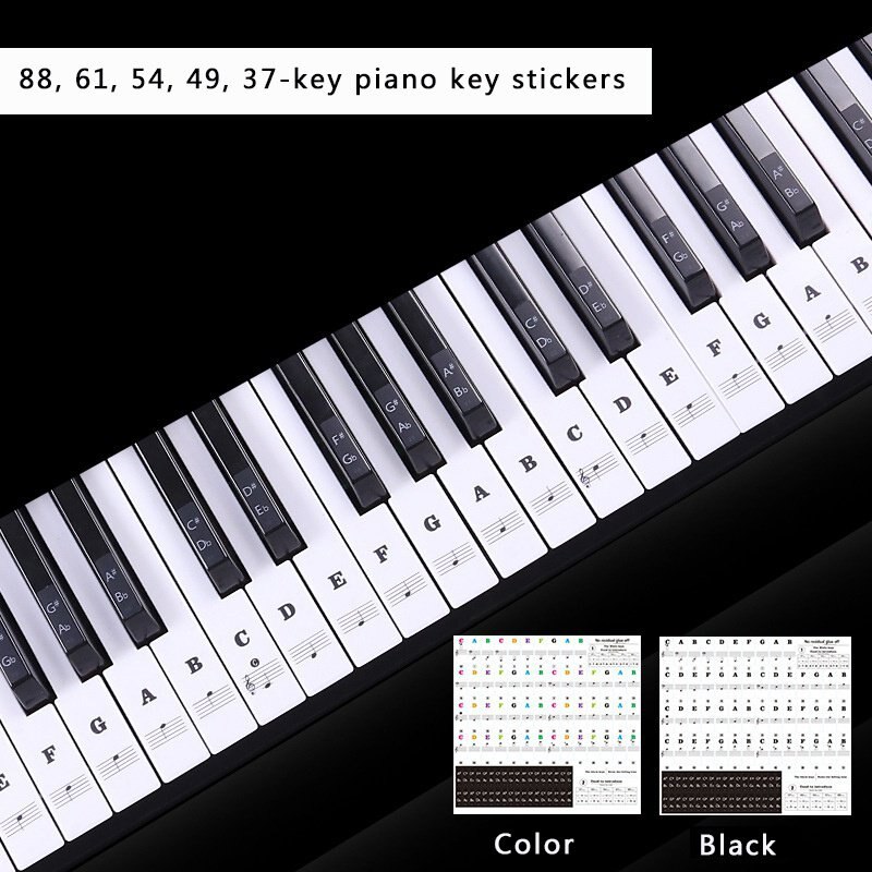 37/49/54 Key Piano Stickers Transparent Piano Keyboard PVC Sticker Piano Stave Electronic Keyboard Name Note Sticker Accessories