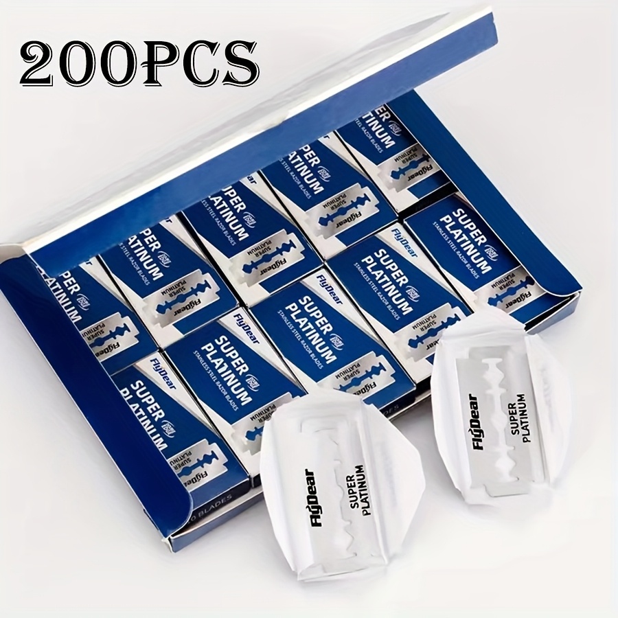 Cuchilla de afeitar plegable de doble cara de acero inoxidable, utilizada para afeitar, recortar, limpiar, cuidar y afeitar facial.: Blanco