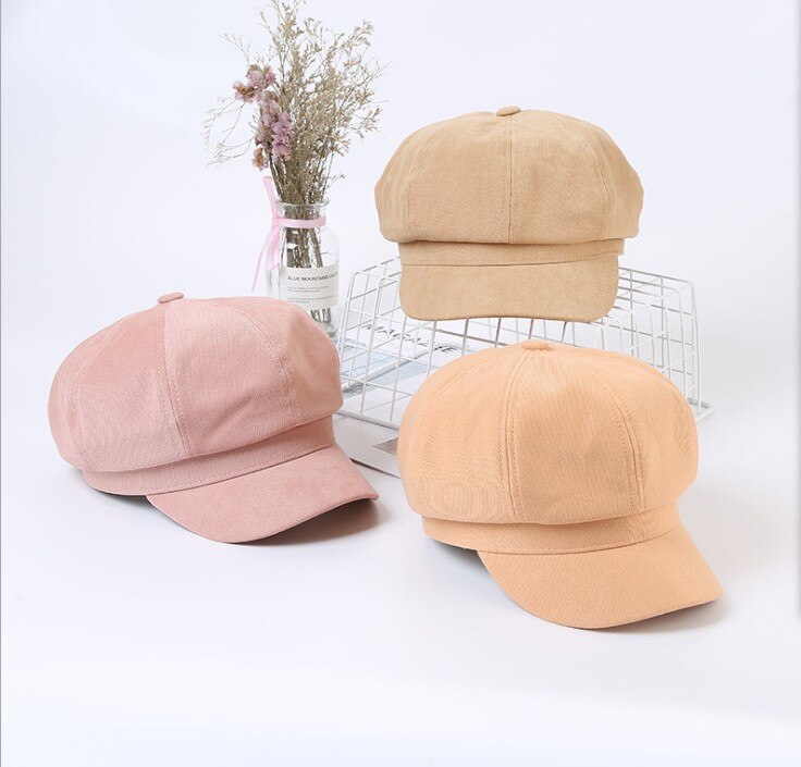 Vrouwen Hoeden Krantenverkoper Kunstenaar Beanie Hoed Vintage Effen Kleur Acht Panel Visor Cabbie Cap Achthoekige Hoeden