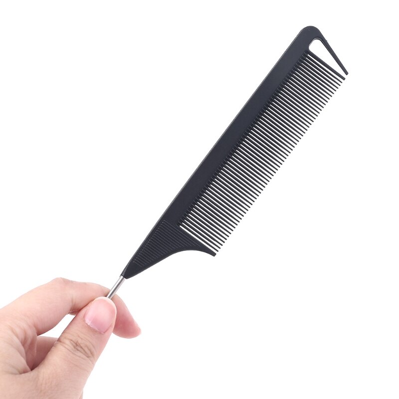 Peine de dientes finos negro de novedosa, Pin de Metal, peinado antiestático, peine de cola de ratón, utensilios de belleza y estilismo