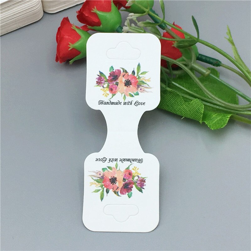 24 sztuk 9x3.5cm ręcznie z miłość naszyjnik kraft karty naszyjnik bransoletka powiesić Tag biżuteria wyświetlacz karty etykieta: a10