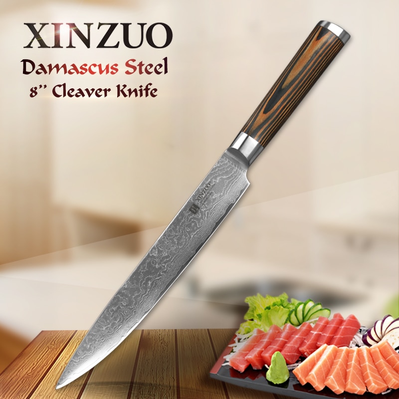 XINZUO couteau à Sushi 8 "pouces, couteau de cuisine en acier damas 67 couches outil de cuisine japonais VG10 Sashimi couteaux à Sushi, manche Pakkawood