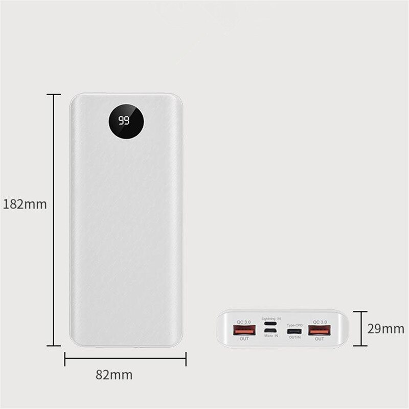 Carcasa de batería portátil de 20000mAh y 3,7 V, carcasa de carga rápida DIY, 8x18650, Led, Powerbank