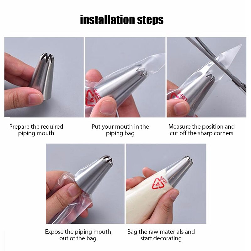 8/26Pcs Reusable Icing Piping Nozzles Set Pastry Bag Cake Decorating Tools Set Stainless Steel Kitchen Gadgets Fondant Decor