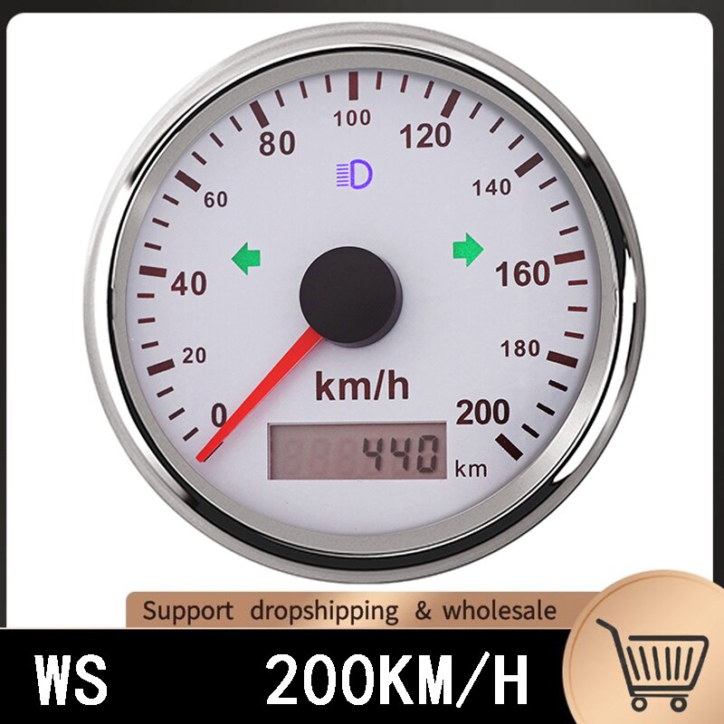 85mm GPS Speedometer With GPS Antenna for Car speed sensor motorcycle Boat Odometer 200km/h 125km/h Waterproof Gauge: WS 200KMH