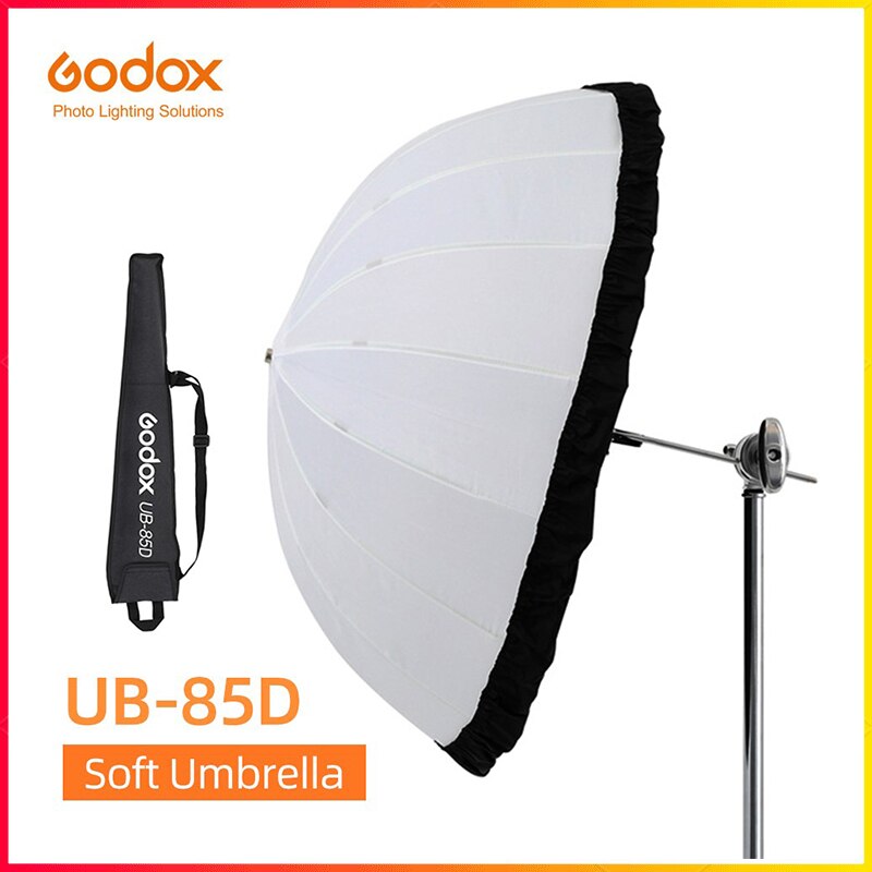 Godox UB-85D 85cm bianco parabolico riflettente trasparente morbido ombrello Studio luce ombrello con nero argento diffusore di copertura