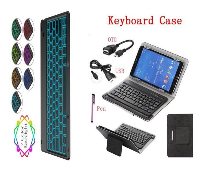 Backlit Bluetooth Keyboard for Lenovo M7 Stand PU Leather Led Light Keyboard Case for Lenovo Tab M7 7inch Tablet Cover +Pen