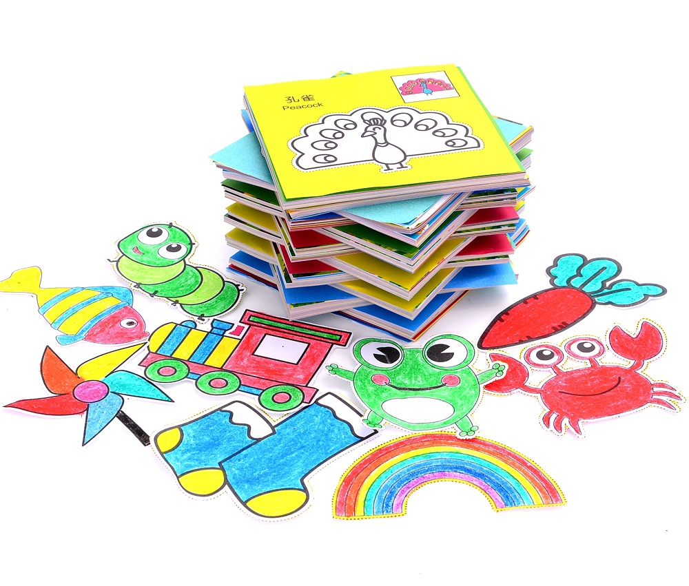 96Pcs/48Pcs Kids Cartoon Color Paper Folding and Cutting Toys Children Kingergarden Art Craft DIY Educational Toys GYH