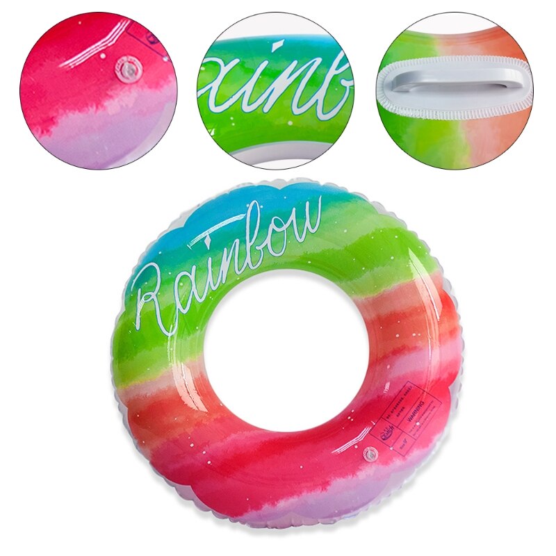 Inflatable Rainbow Swimming Circle PVC Underarm Ring For Swimming Pool Float Summer Party Beach Accessory