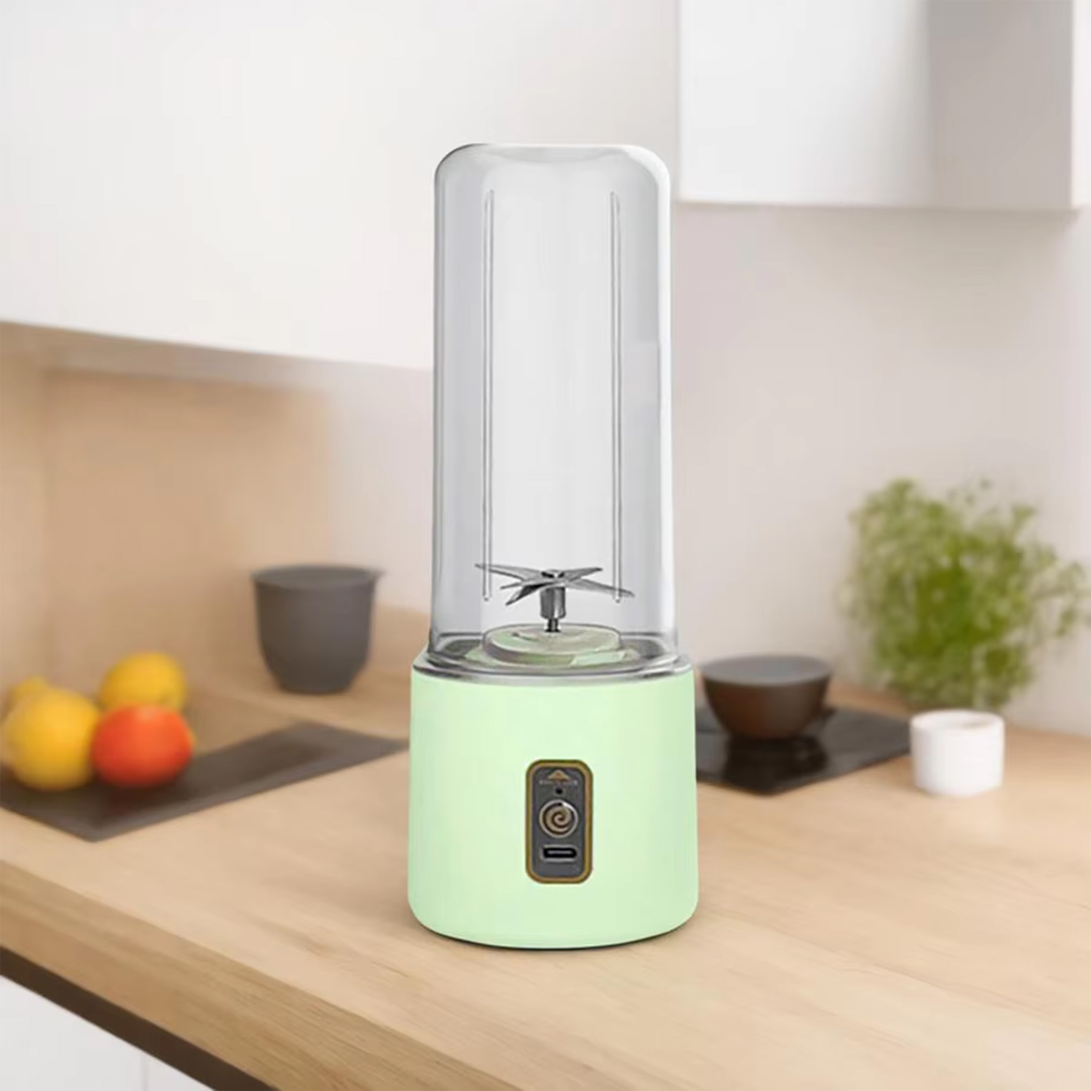 1PC 450ML Tragbare Fruchtsaft Mixer Sommer Elektrische Mini Flasche Hause USB 6 Klingen Entsafter Tasse Maschine: green
