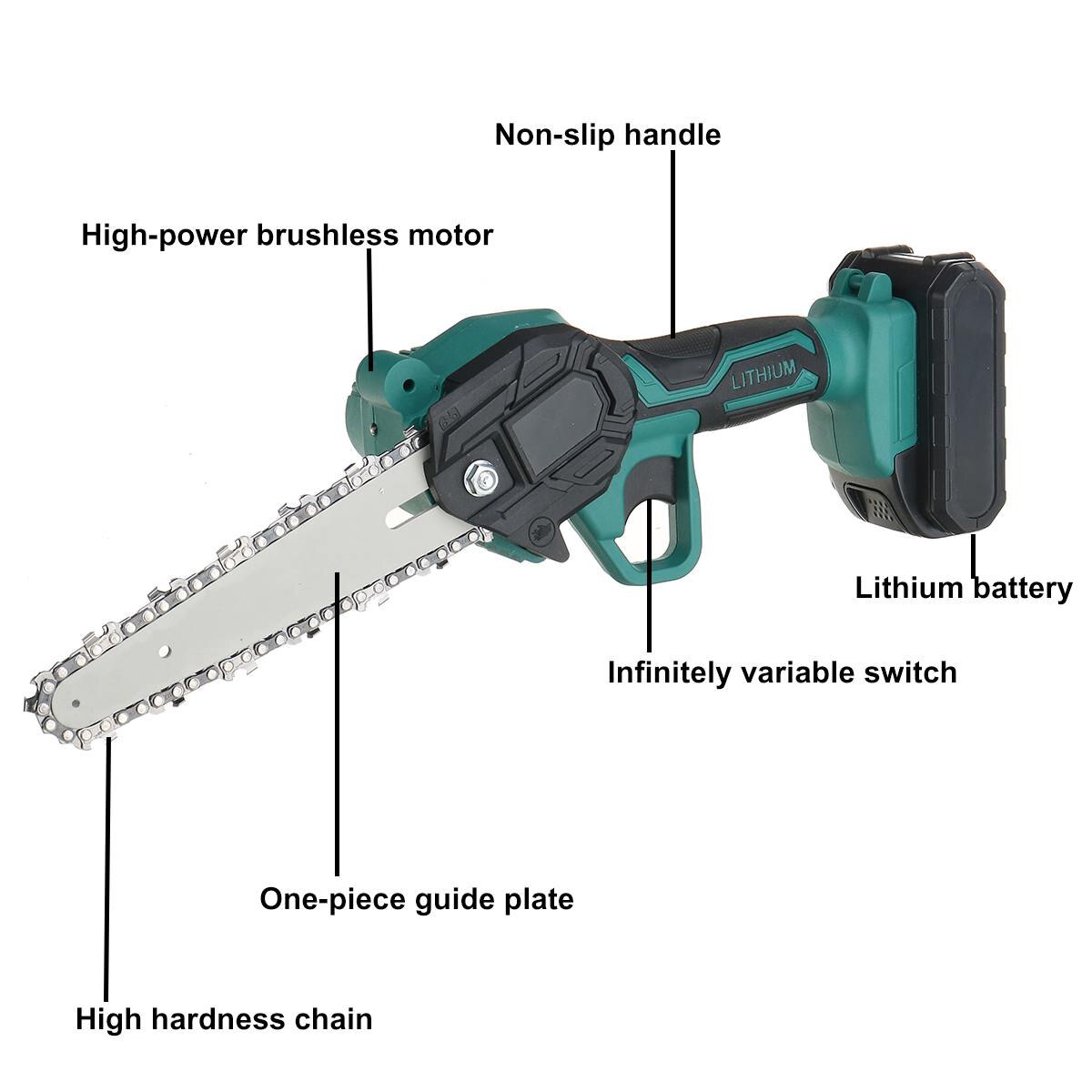 6 Inch 1200W Elektrische Kettingzaag Snoeien Kettingzaag Cordless Tuin Boom Logging Trimmen Zag Houtbewerking Cutter Tool Kits