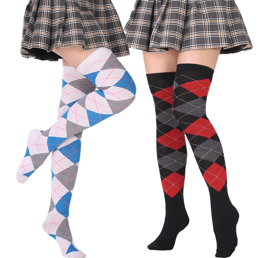 Kleurrijke Strepen Over Knie Lange Sokken Halloween Cosplay Kostuum Gebreide Dij Hoge Gothic Lolita Accessoires