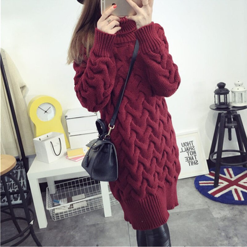 YAGENZ Women Sweaters And Pullovers Autumn Dress Korean Style Women Tops Turtleneck Womens Clothes Striped Sweater 551: Wine red