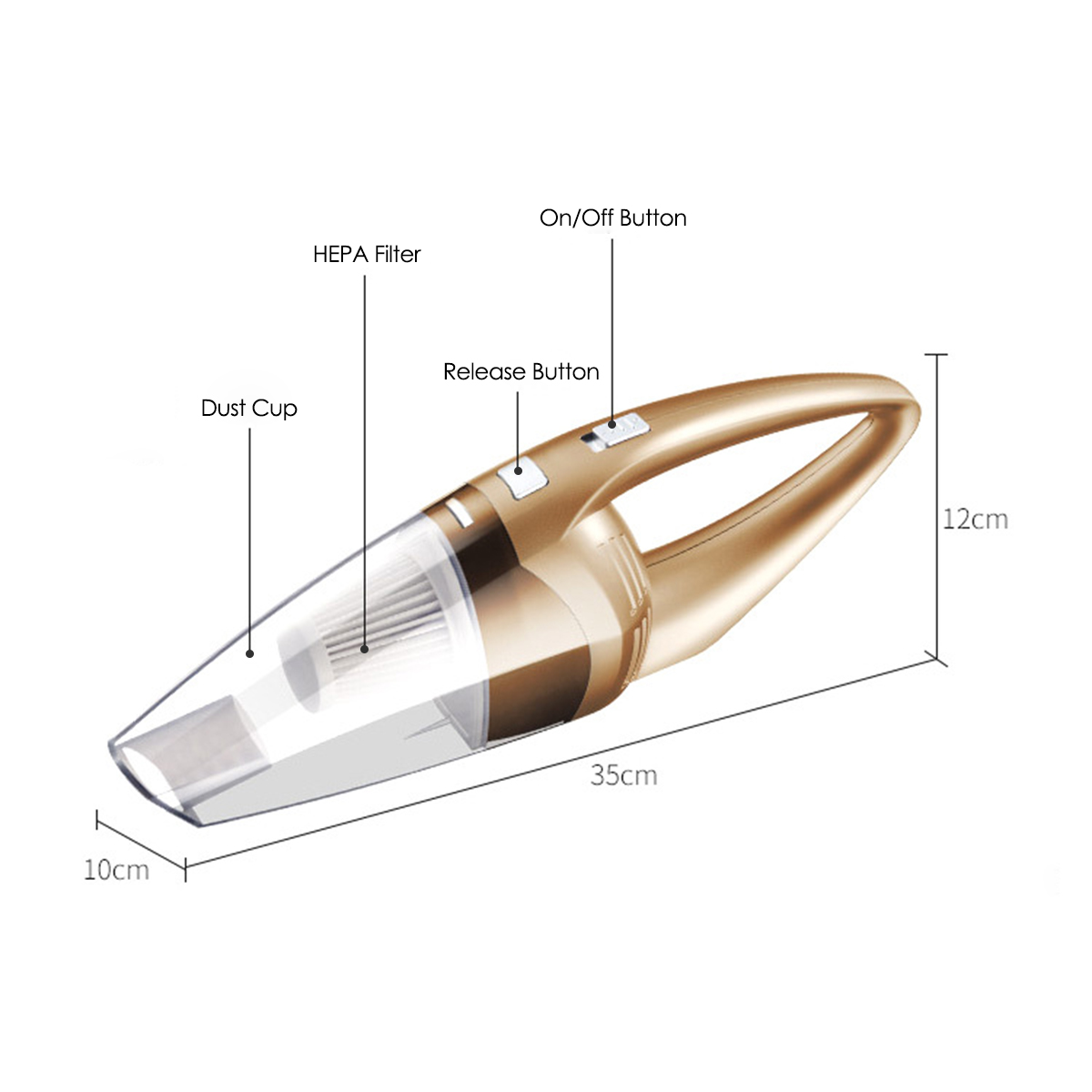 Audew Car Vacuum Cleaner 12V 120W 6000PA Cordless Wet and Dry Dual Use Auto Portable Vacuum Cleaner For home Cleaning Tools