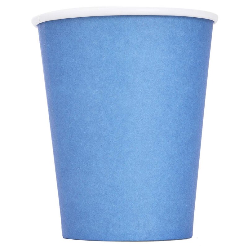 40 Pcs Paper Cups (9 Oz)-Plain Effen Kleuren Verjaardagsfeestje Servies Catering, 20 Pcs Blue & 20 Pcs Rood