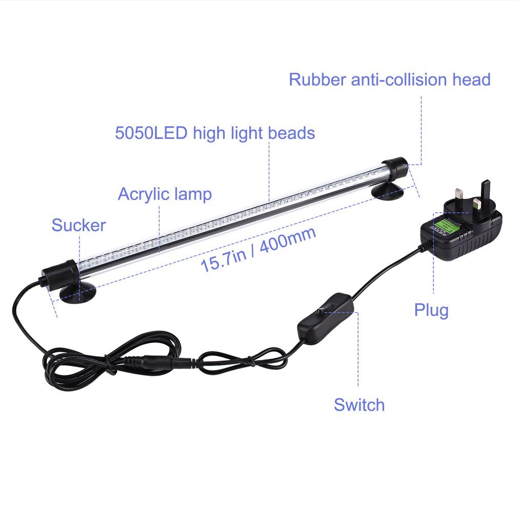 LED Aquarium Submersible Lamp Aquarium Fish Tank Plant DC 12V LED Light Waterproof IP68 Bar Lamp Fish Tank Light