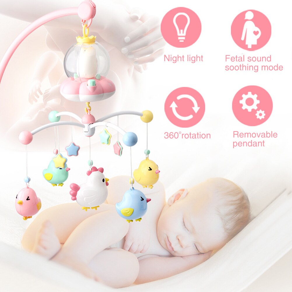 Baby Speelgoed Rustgevende Slaap Musical Box Bed Bel Rammelaars Wieg 360 Graden Roterende Niet Giftig Met Nachtlampje Mobiles opknoping